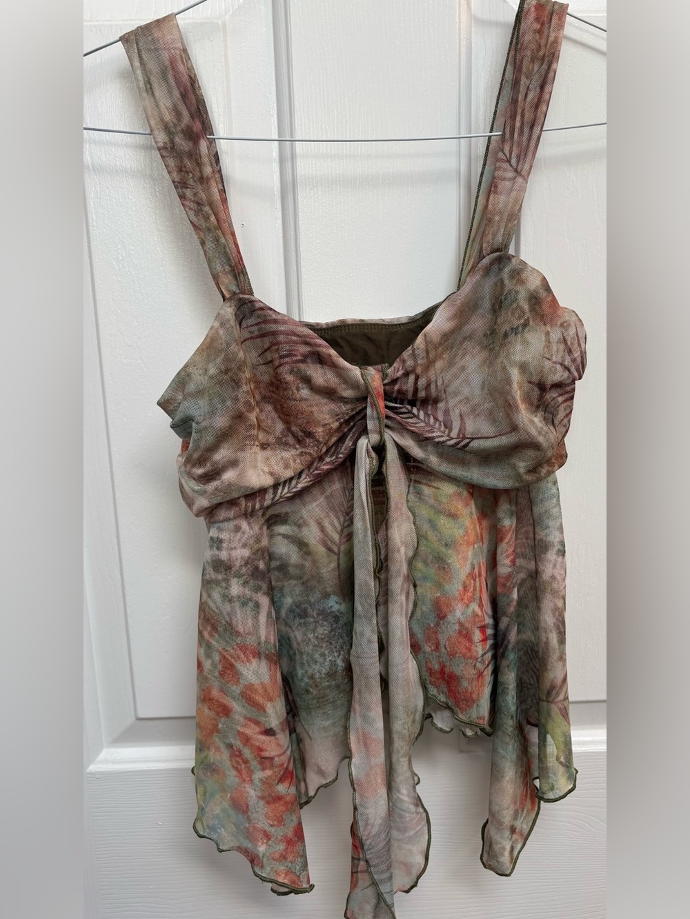 SHEIN Multicolor Watercolor Floral Tie-Front Camisole